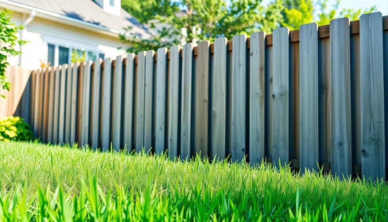 Fence cleaning service revitalizing a wooden fence in a bright garden setting.