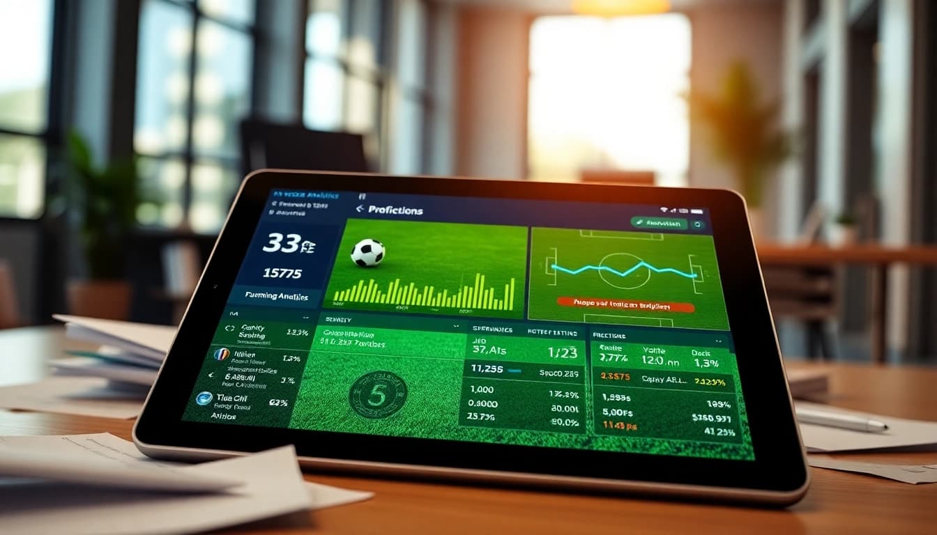 Prediksi bola menggunakan analitik canggih di layar tablet dengan detail yang jelas.