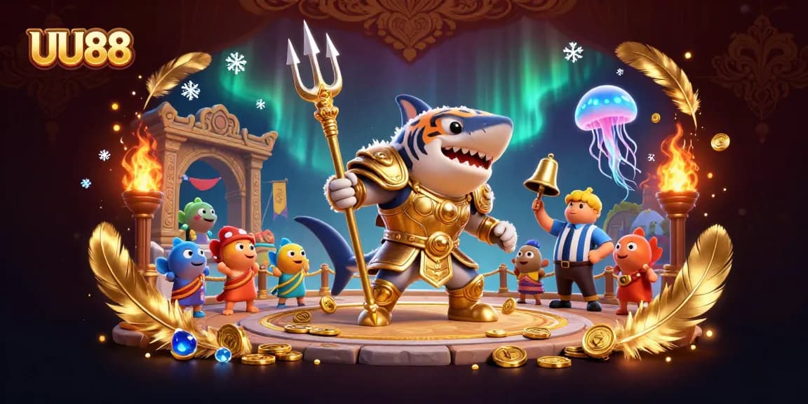 Experience the dynamic underwater clash at UU88 with a gladiator tiger shark in action.