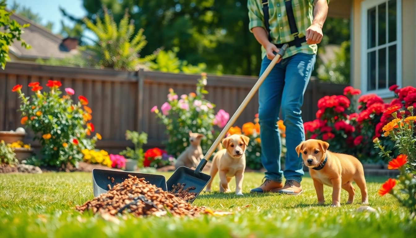 Efficient pet waste removal near me by friendly staff in a clean garden.