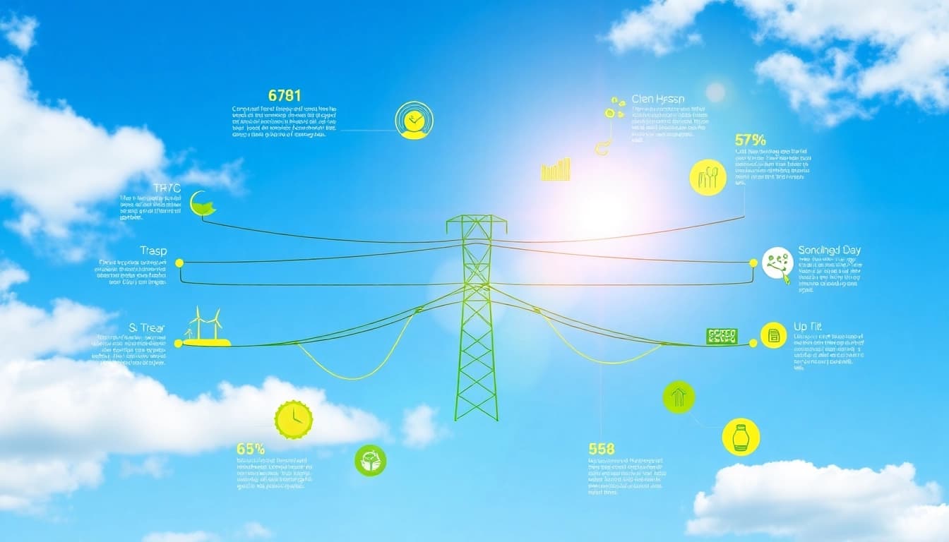 Illustration of big six energy suppliers' icons representing sustainable energy sources.