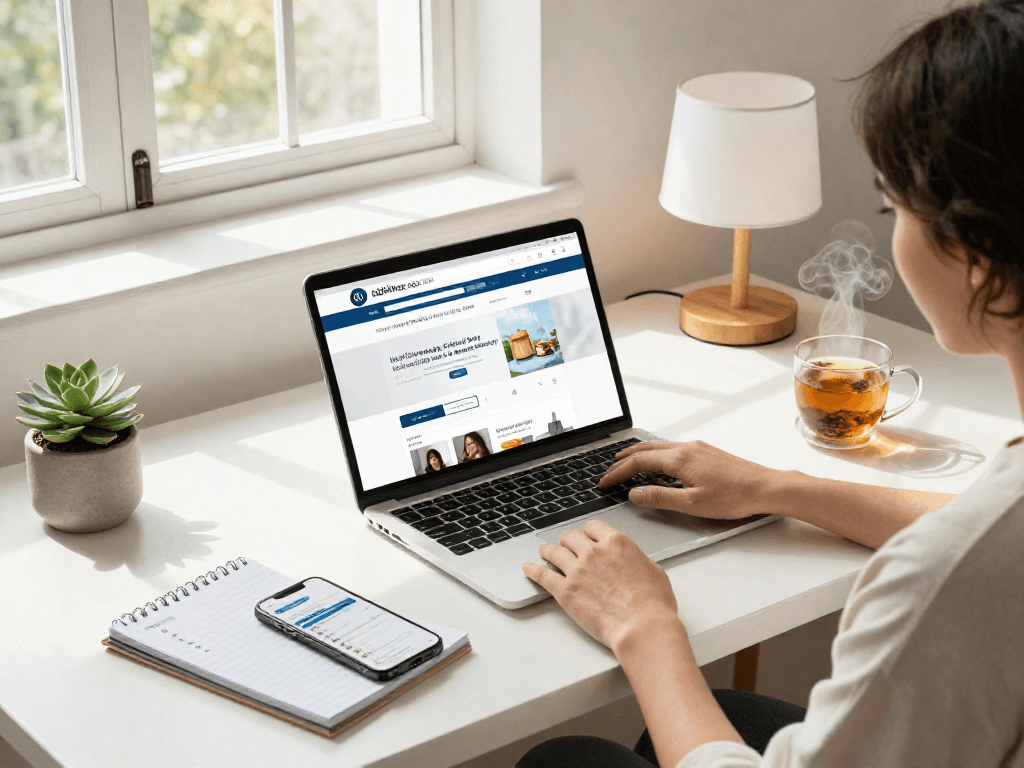 Discover the modern shopping experience at https://www.ebbfilter.com/shop in a cozy home office with stylish decor.