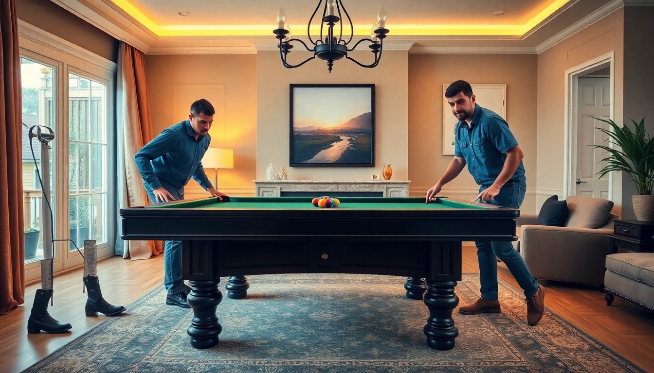 Efficient pool table movers dallas relocating a premium slate pool table with care.