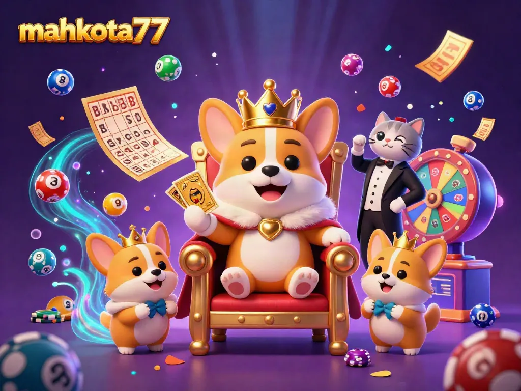 Menangkan hadiah di mahkota77 dengan corgi kerajaan di tahta chip poker.