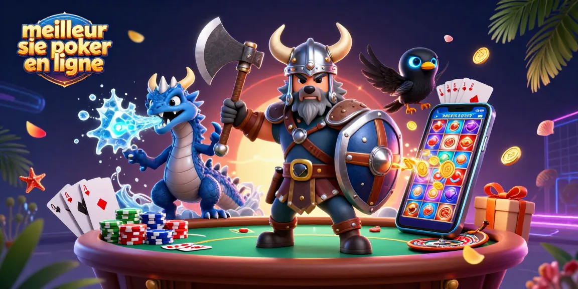 Le meilleur site de poker en ligne offrant une expérience immersive avec un guerrier et un dragon.