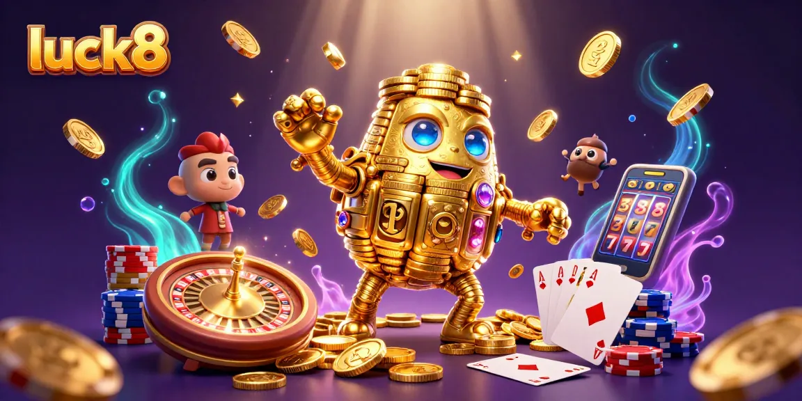 Experience the thrill of luck8 with an energetic 3D illustration featuring vibrant casino elements.