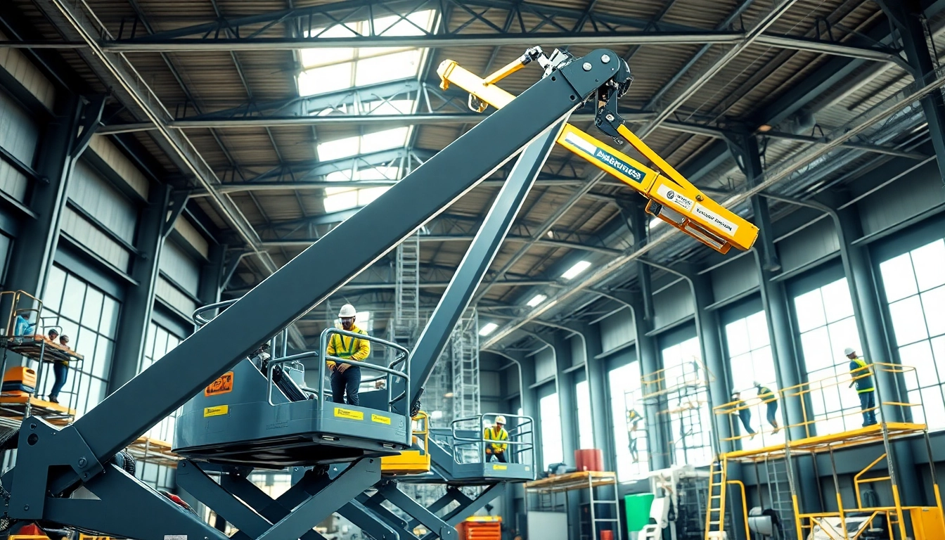 Operating a genie lift and genie boom in a construction site for safe elevation.