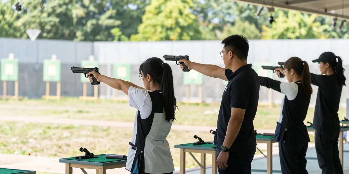 https://www.75bd.club/ সহ সঠিকভাবে CZ 75 BD পিস্তল নিয়ে প্রশিক্ষণ দিচ্ছেন প্রশিক্ষক একটি শুটিং রেঞ্জে।