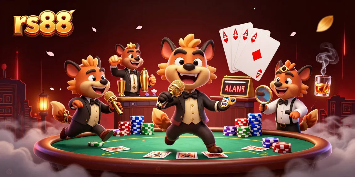 Experience the excitement of rs88 with a dynamic casino scene featuring hyenas in action.
