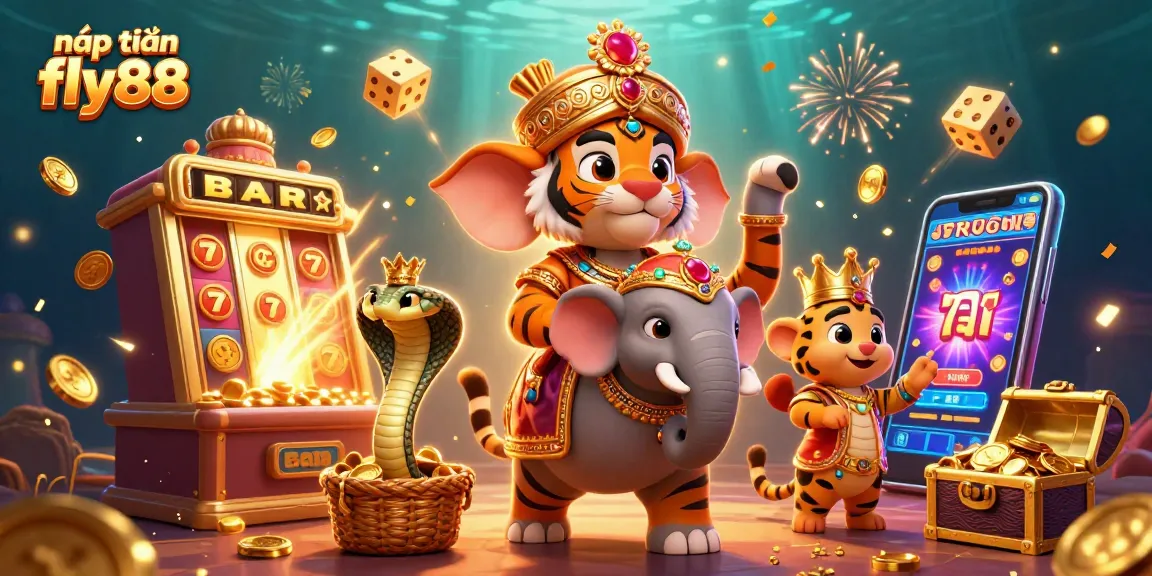 Engage in the excitement of nạp tiền fly88 with a vibrant 3D casino scene featuring dynamic characters and gaming elements.