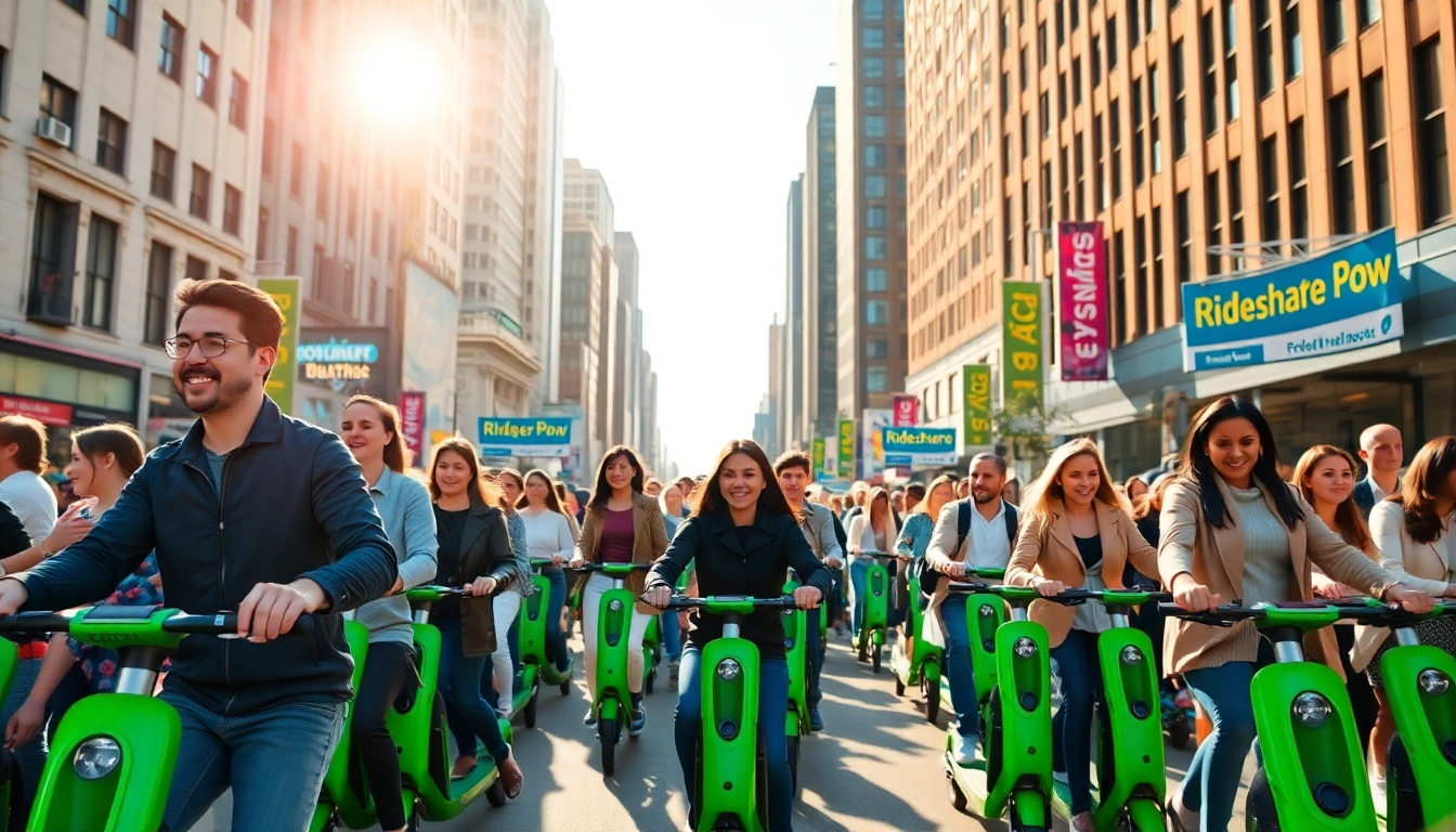Promote ride more pay less through engaging rideshare scooter use in urban settings.