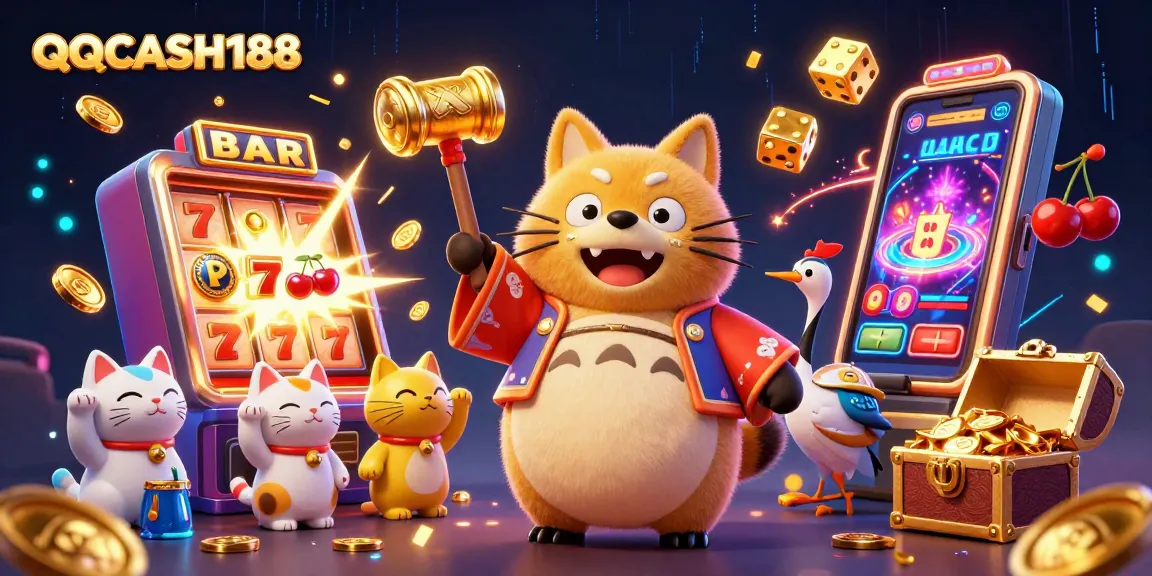 Experience exciting gameplay dynamics with QQCASH188 through this vibrant casino illustration.