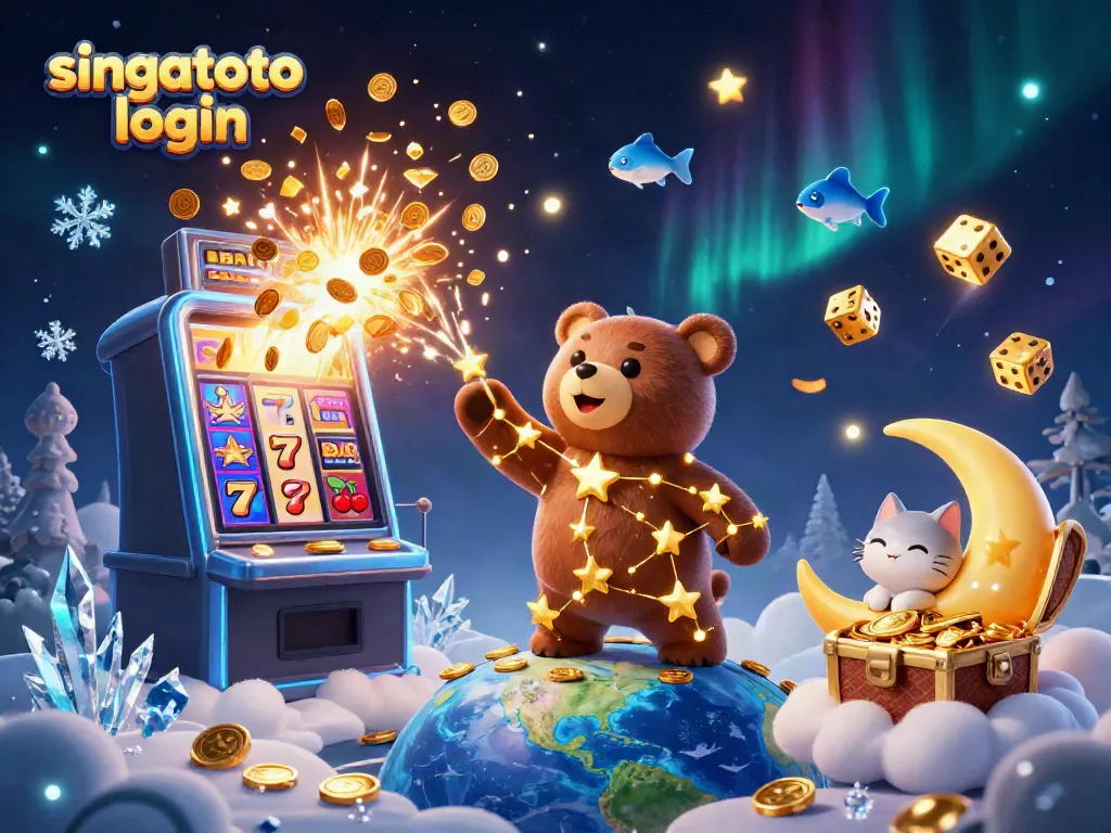 Play games and win big with singatoto login in this vibrant 3D casino scene.