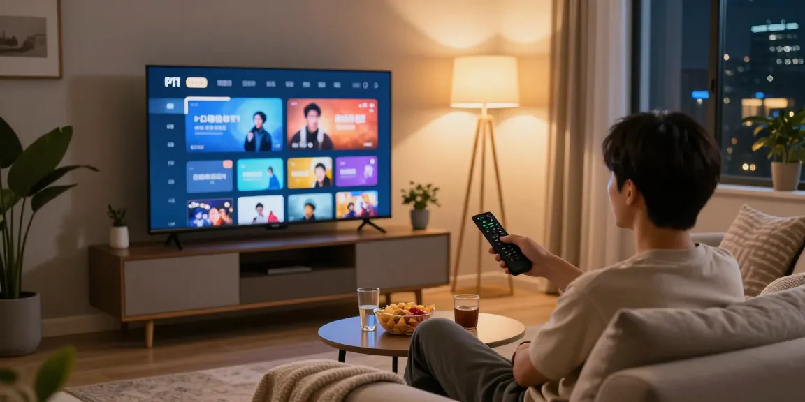 Enjoying digitaline iptv in a cozy living room with vibrant channels.