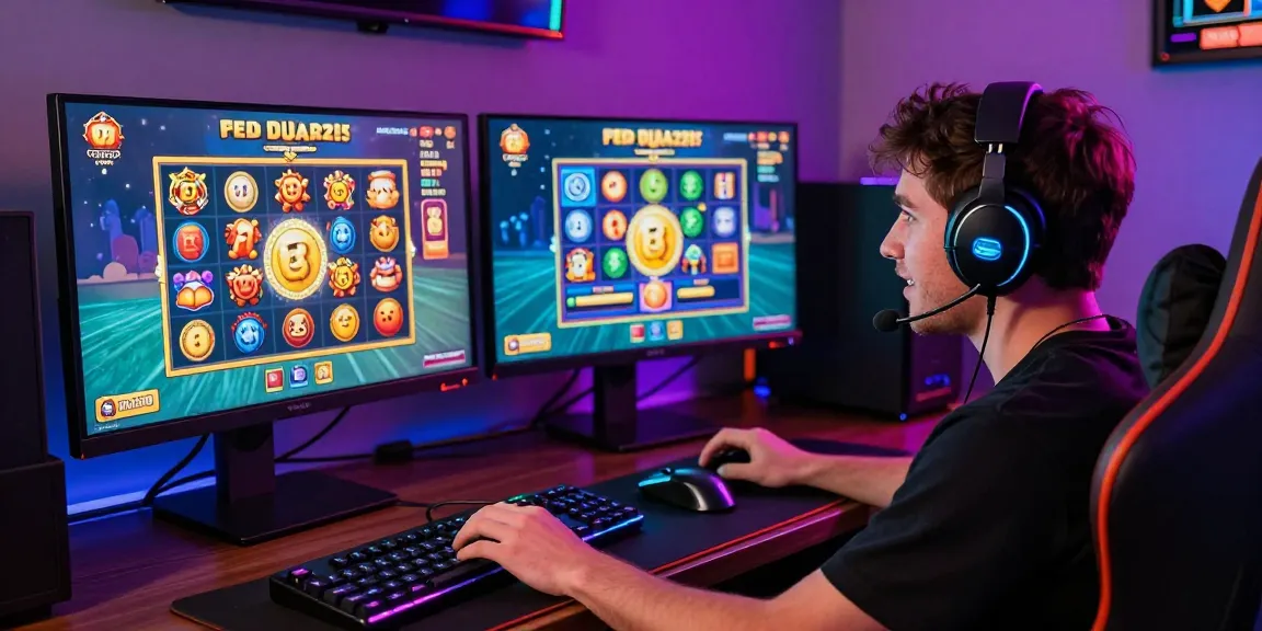 Player enjoying situs gacor with vibrant slot games and immersive gaming setup.