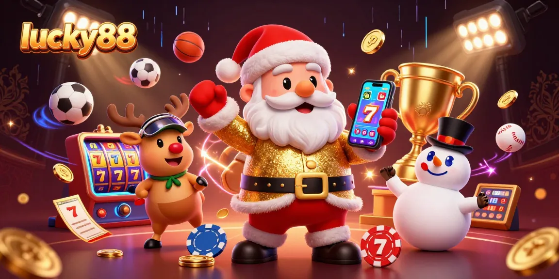 Experience jackpot excitement with lucky88 featuring Santa and friends in a festive casino adventure.