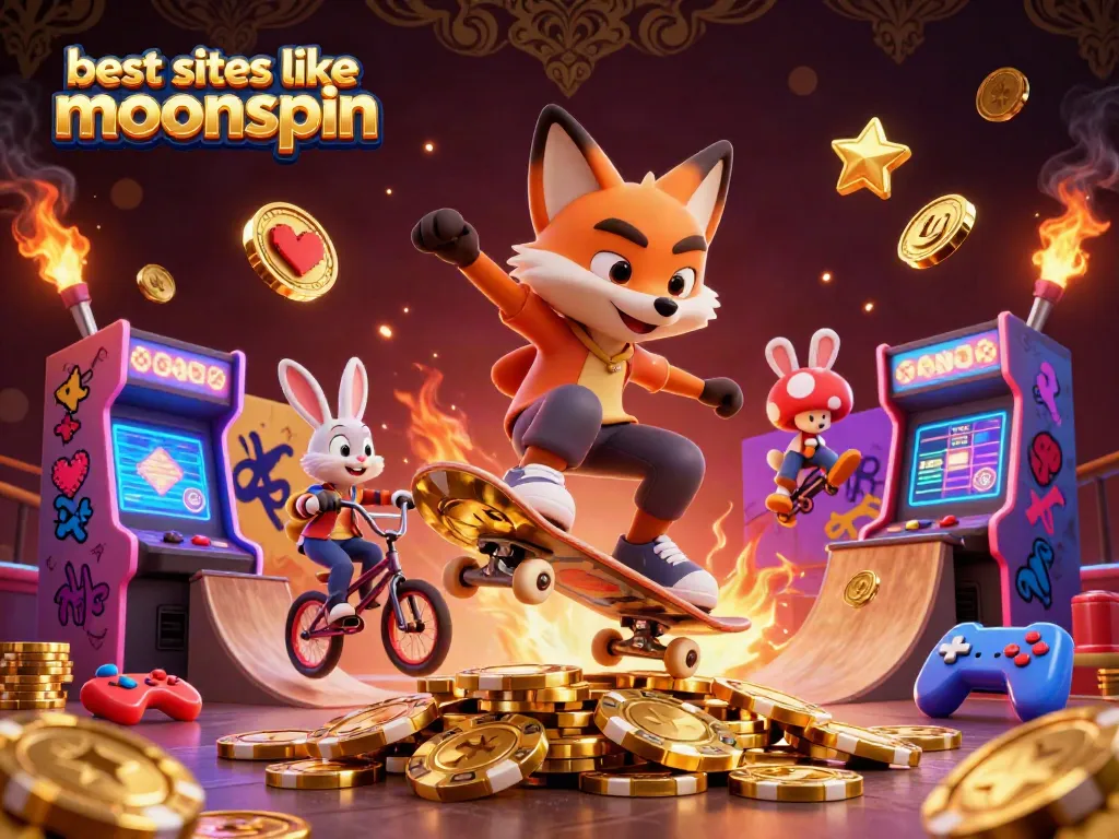 Feel the excitement of gaming at the best sites like MoonSpin with this dynamic casino illustration.
