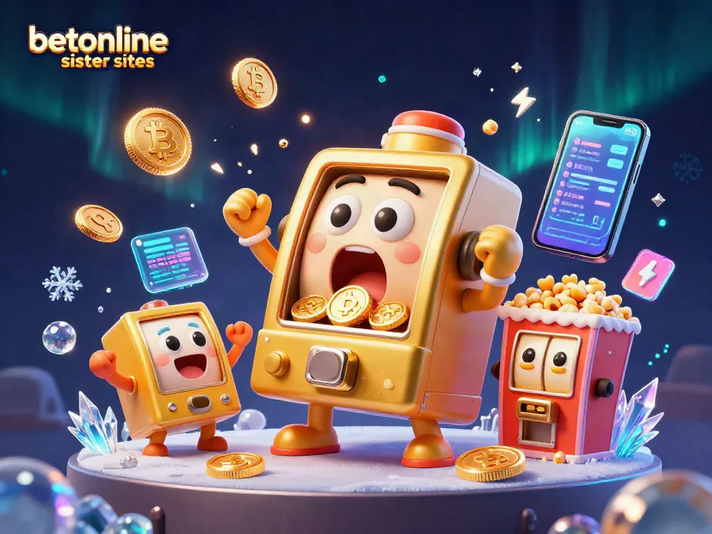 Engage with betonline sister sites through vibrant, immersive gaming experiences featuring animated slot machines.