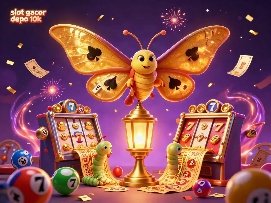 Experience thrilling wins with slot gacor depo 10k in this vibrant casino-themed illustration.