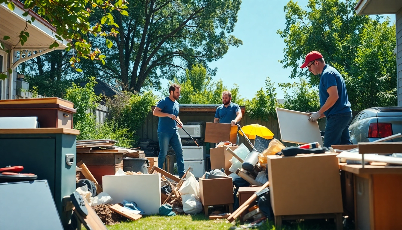 Efficient local junk removal team clearing clutter in a residential space.