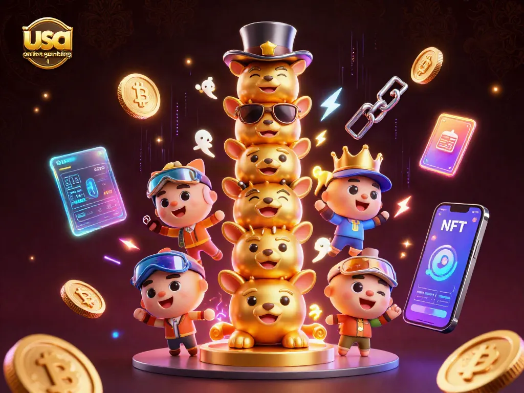 Experience usa online gambling with vibrant casino visuals, animated totems and crypto elements