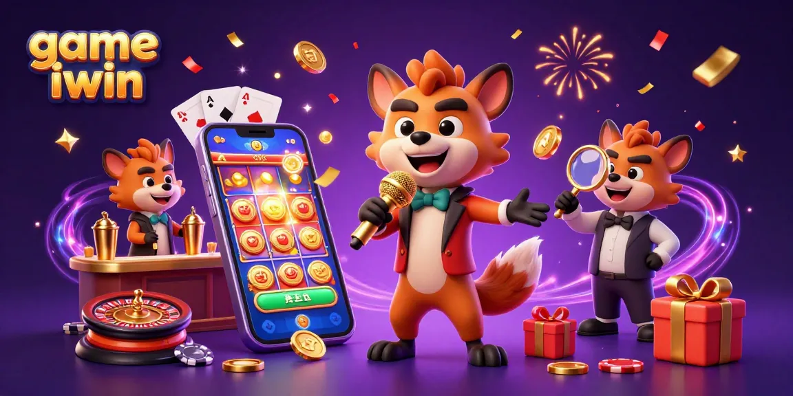 Engage with thrilling game iwin at a comedy casino featuring hyenas, slot games, and festive energy.