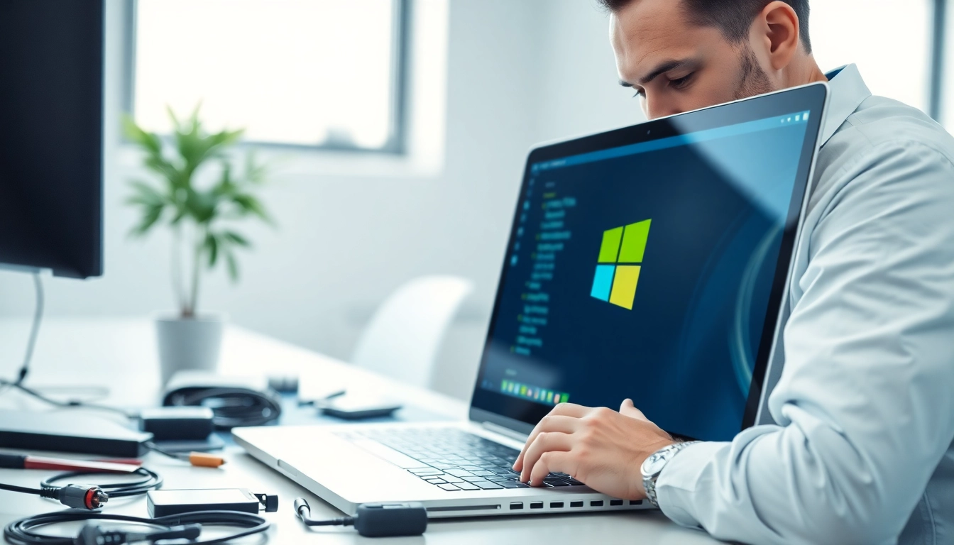 Visit https://errorcodereference.com to see a technician fixing a Windows error on a laptop.