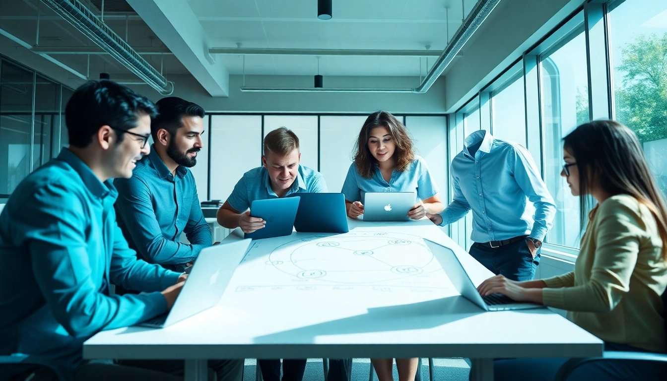 Engage with a leading digital marketing agency team collaborating in a bright office.