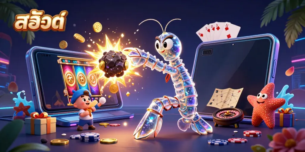 Experience the excitement ofสล็อต as a cosmic samurai battles an asteroid in a vibrant casino universe.