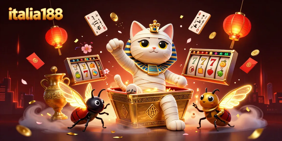 Italia188 menyuguhkan suasana kasino dengan karakter mummy dan elemen slot yang menarik.
