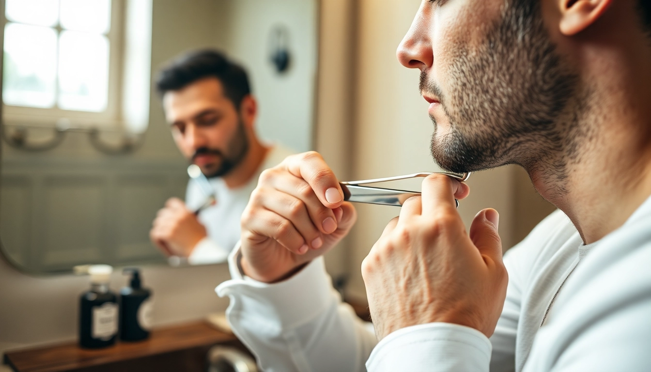 Mastering how to shave with a straight razor in a close-up scene, highlighting precision and technique.