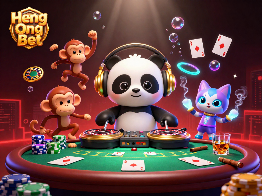 Engage in thrilling gameplay at Heng Ong Bet with lively characters and dynamic casino elements.