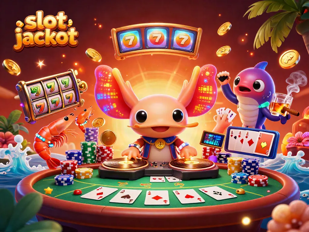 Experience the excitement of slot jackpot with vibrant characters and casino elements in a dynamic scene.