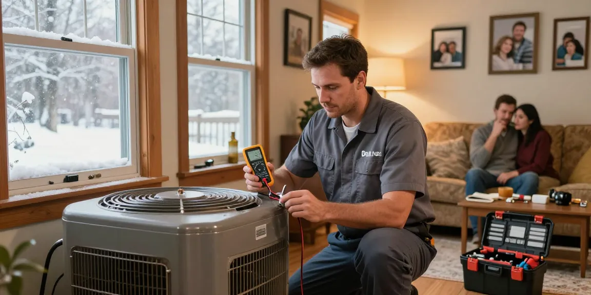 Professional furnace repair in Stevens Point home, technician inspecting unit for safe operation.