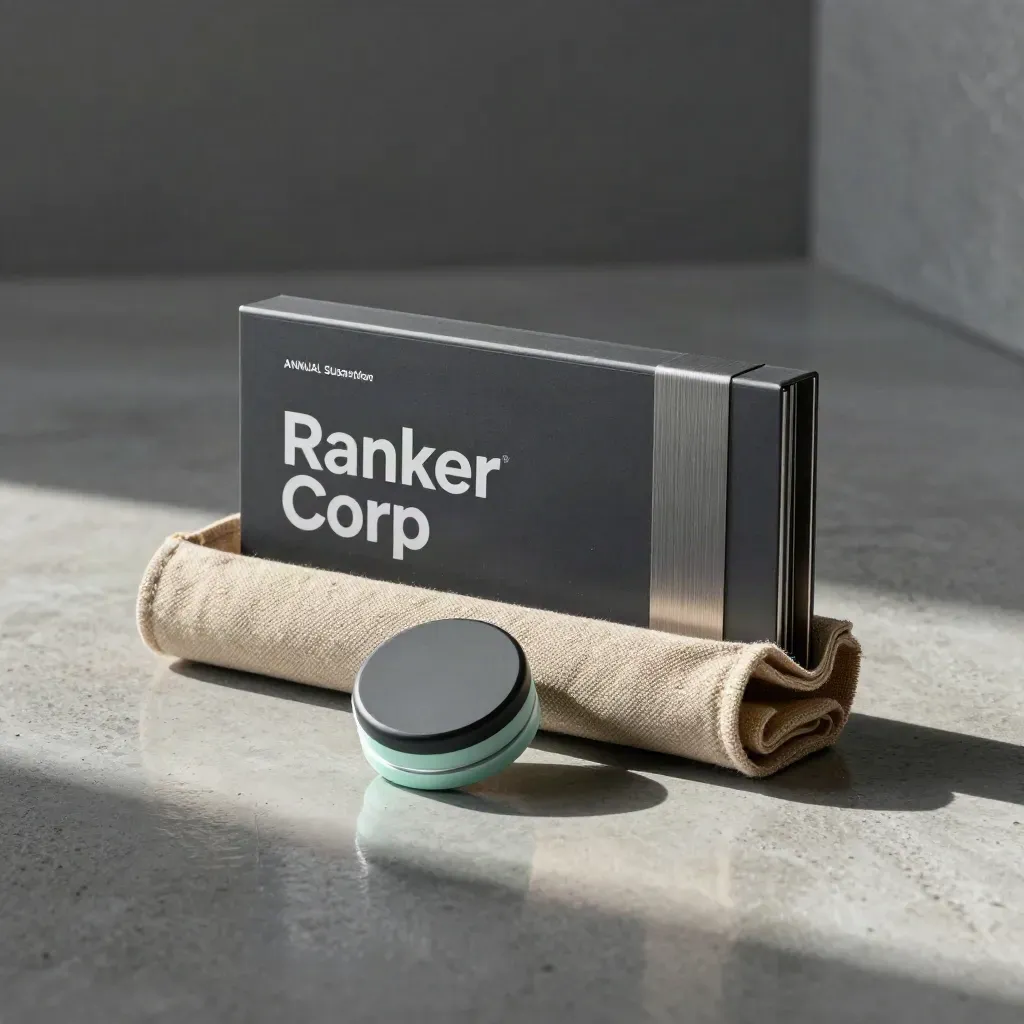 Graphite SEO kit, sync puck, and linen sleeve on polished concrete with mint reflections