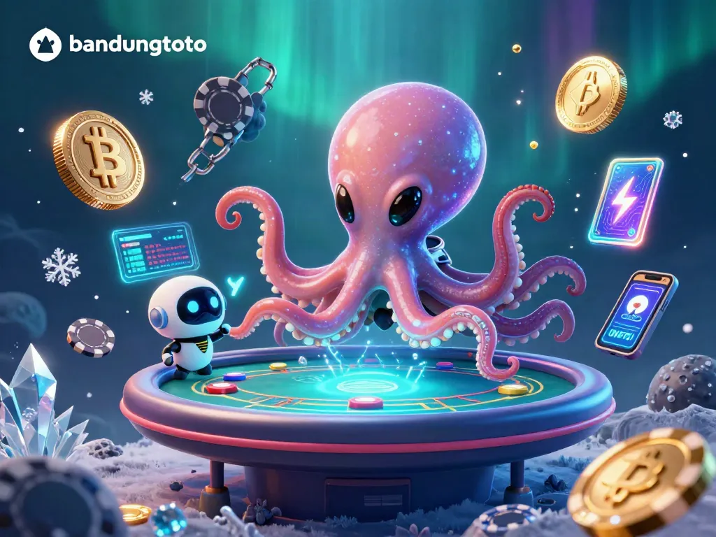 Experience bandungtoto's thrilling poker action with an alien octopus in a vibrant cosmic scene.