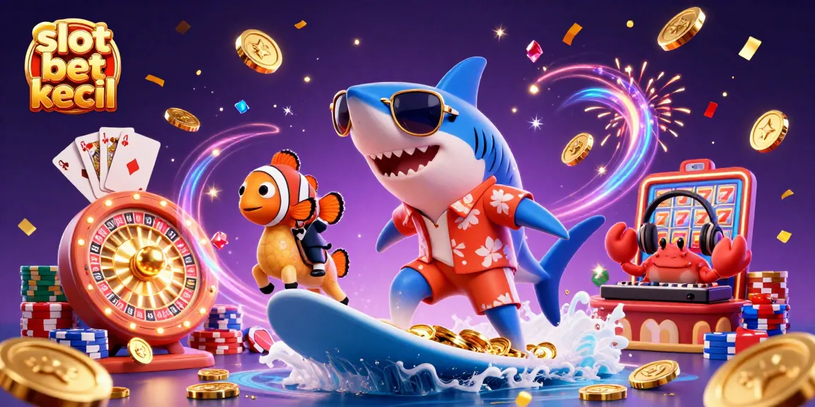 Engage with slot bet kecil through this vibrant casino illustration featuring colorful characters and elements.