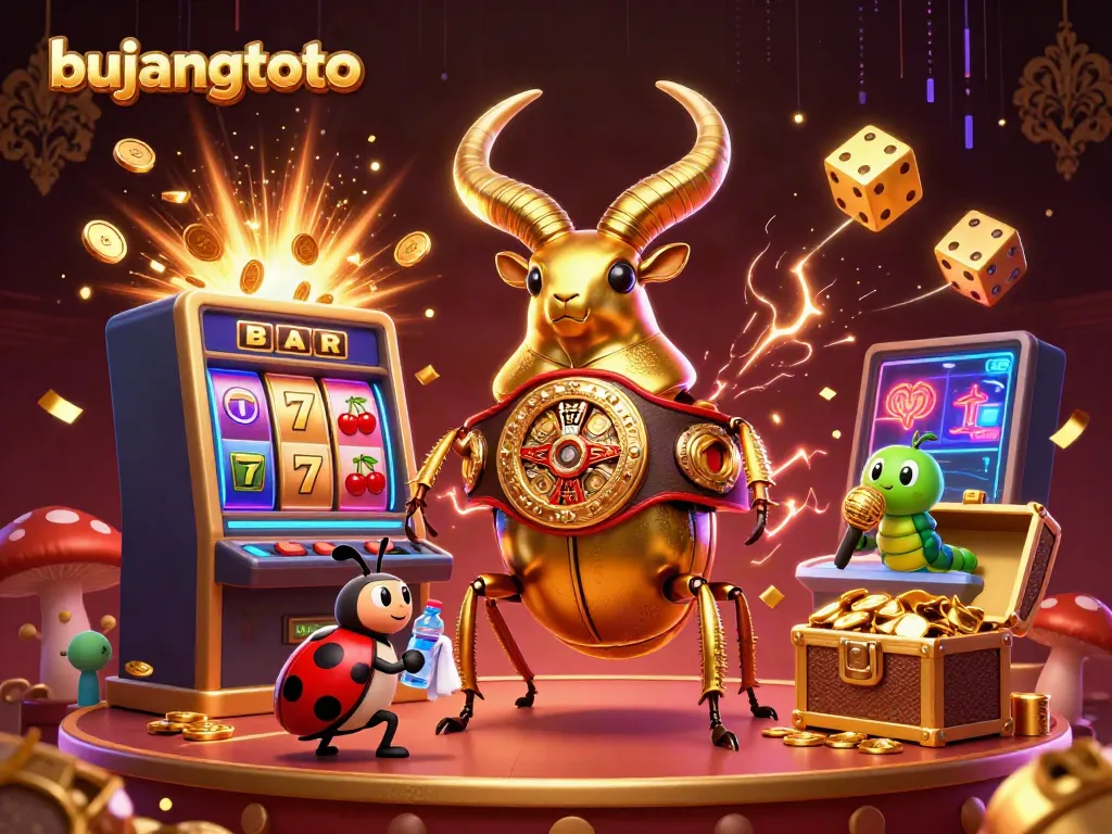 Experience exhilarating action with bujangtoto in this vibrant casino-themed illustration.