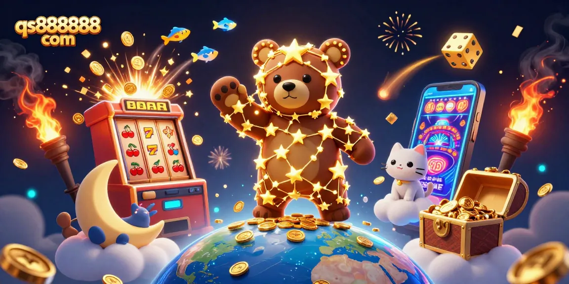 Experience gaming excitement at qs888888 com with vibrant 3D characters and jackpot elements.