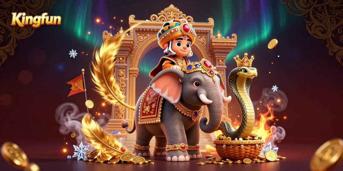 Engage with Kingfun's thrilling gameplay on a vibrant 3D digital illustration combining exotic elements and rich details.