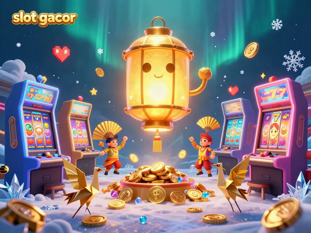 Experience slot gacor excitement with a vibrant casino scene featuring captivating characters and dynamic game elements.