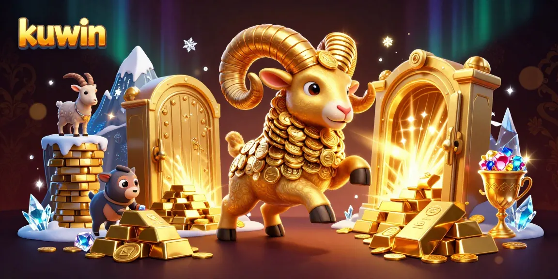 Kuwin's thrilling live casino experience with golden ram amidst riches and interactive elements.
