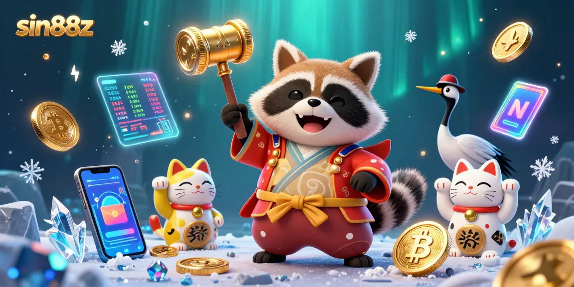 Experience exciting gameplay in sin88z with colorful maneki-neko and digital coins.