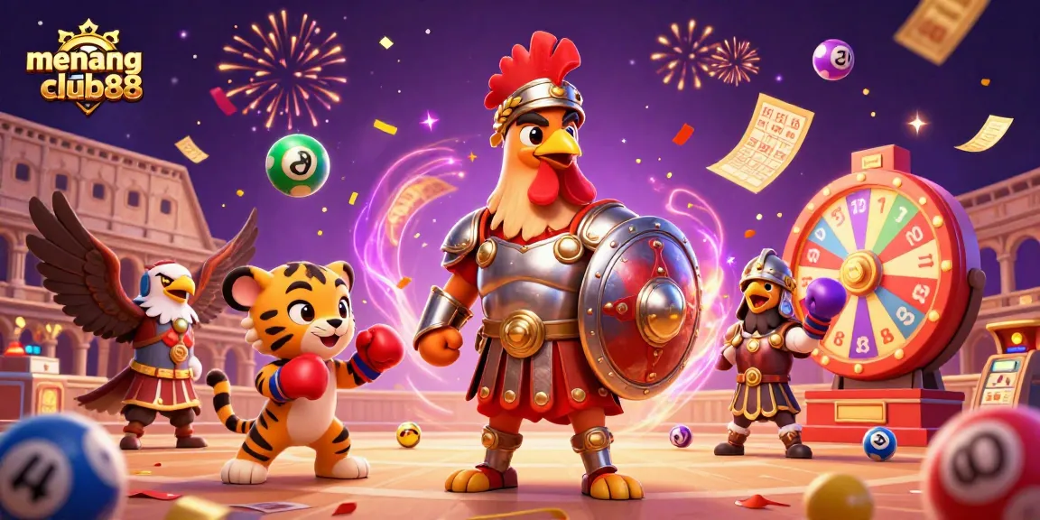 Experience thrilling adventures with menangclub88 in this vibrant casino illustration.