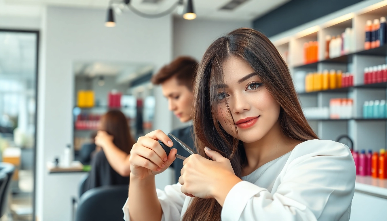 Professional hair stylist delivering precision cuts in a vibrant salon.