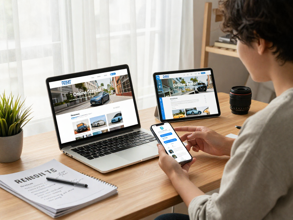 Explore rental options with https://springshall.org/renting/ on multiple devices in a cozy home office.