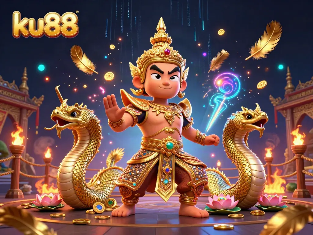 Experience the thrilling action of ku88 with vibrant, dynamic gaming elements in a stunning 3D illustration.