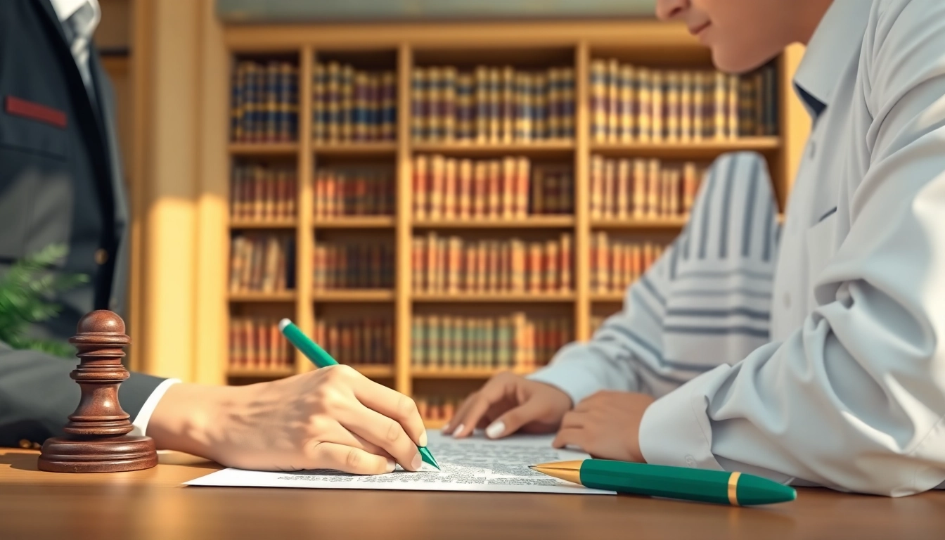 Creating Wills with a lawyer in a professional office setting, highlighting legal documents and personal attention.