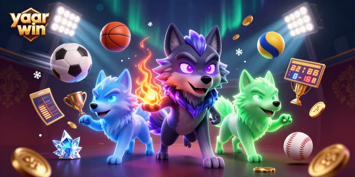 Place your bets with yaar win in this dynamic sports betting illustration featuring ghostly wolves.