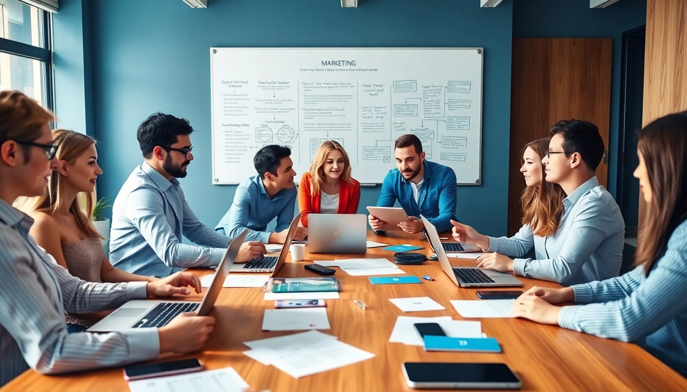 Digital marketing team collaborating illustrates a leading digital marketing agency